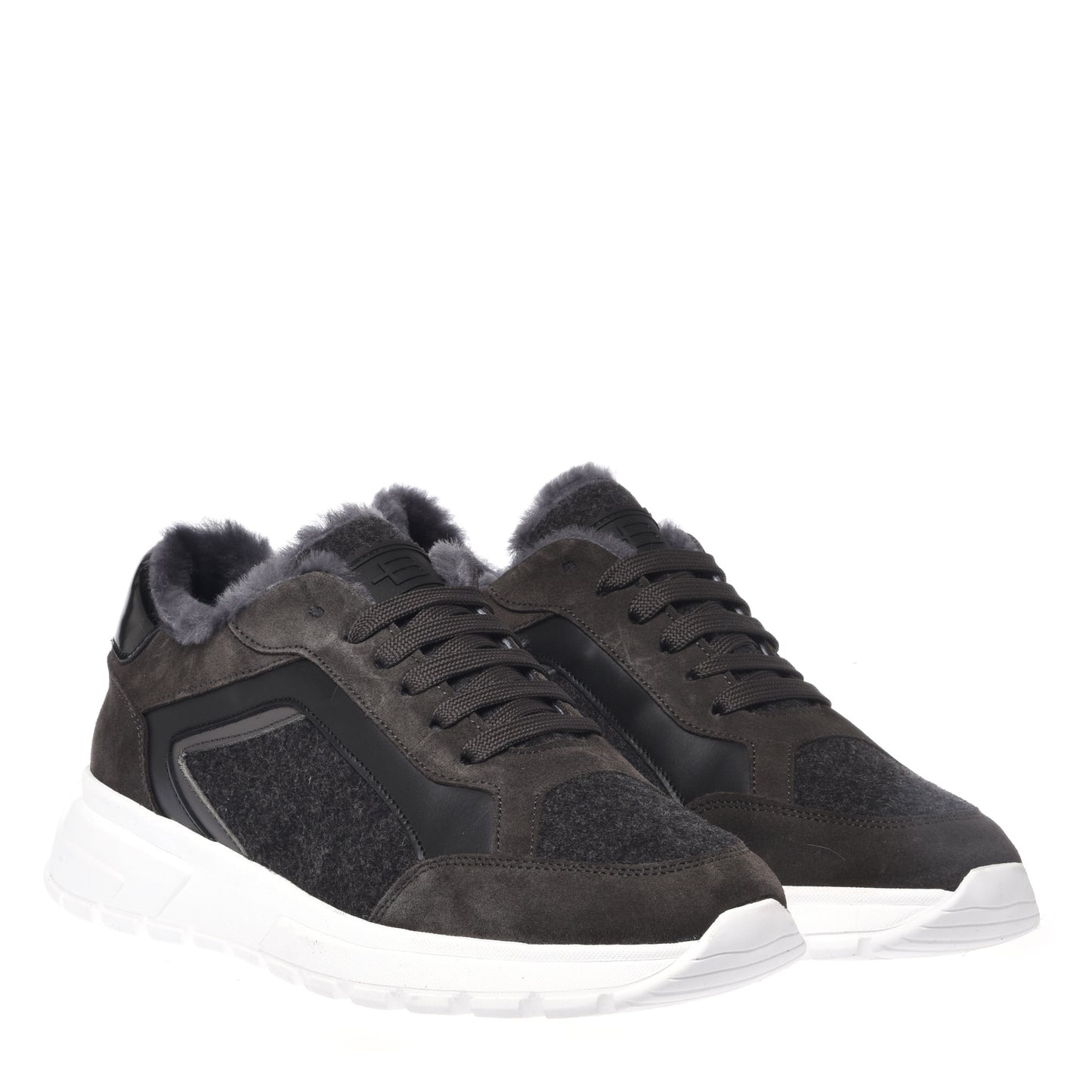 Dark gray suede and wool sneakers