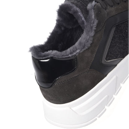 Dark gray suede and wool sneakers