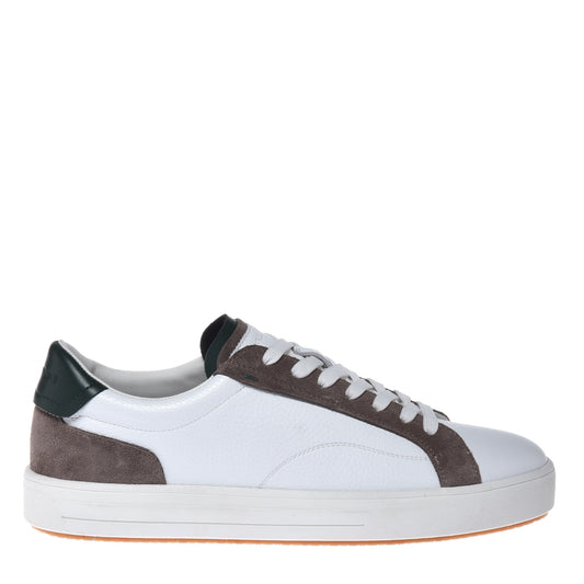 Dark green nappa leather and suede sneaker