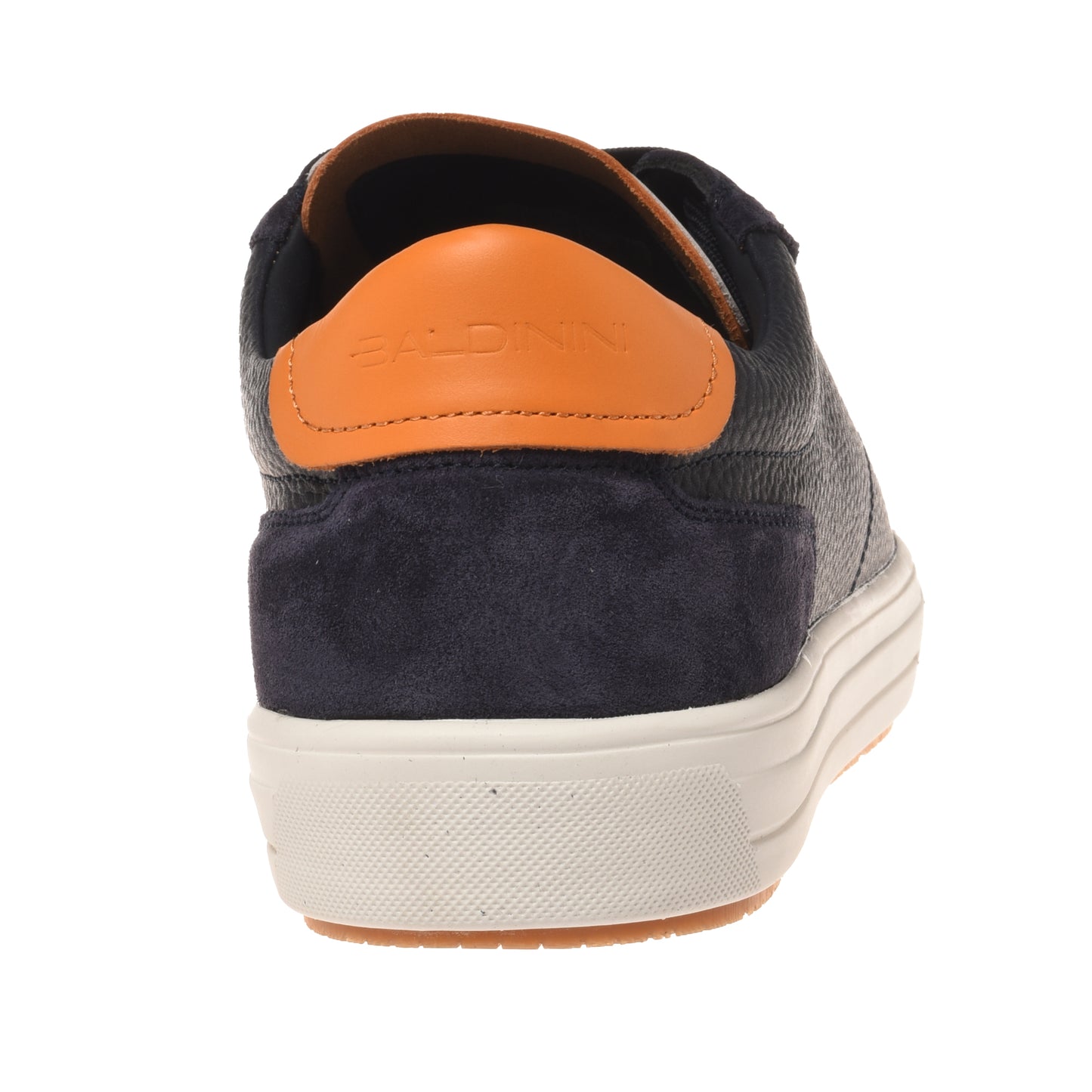 Navy tumbled leather and suede sneaker