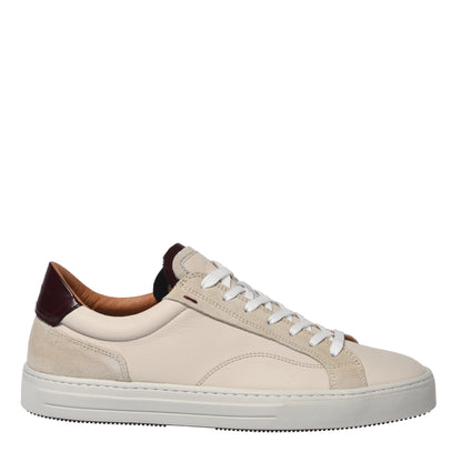 Sneaker en cuir et daim blanc cassé