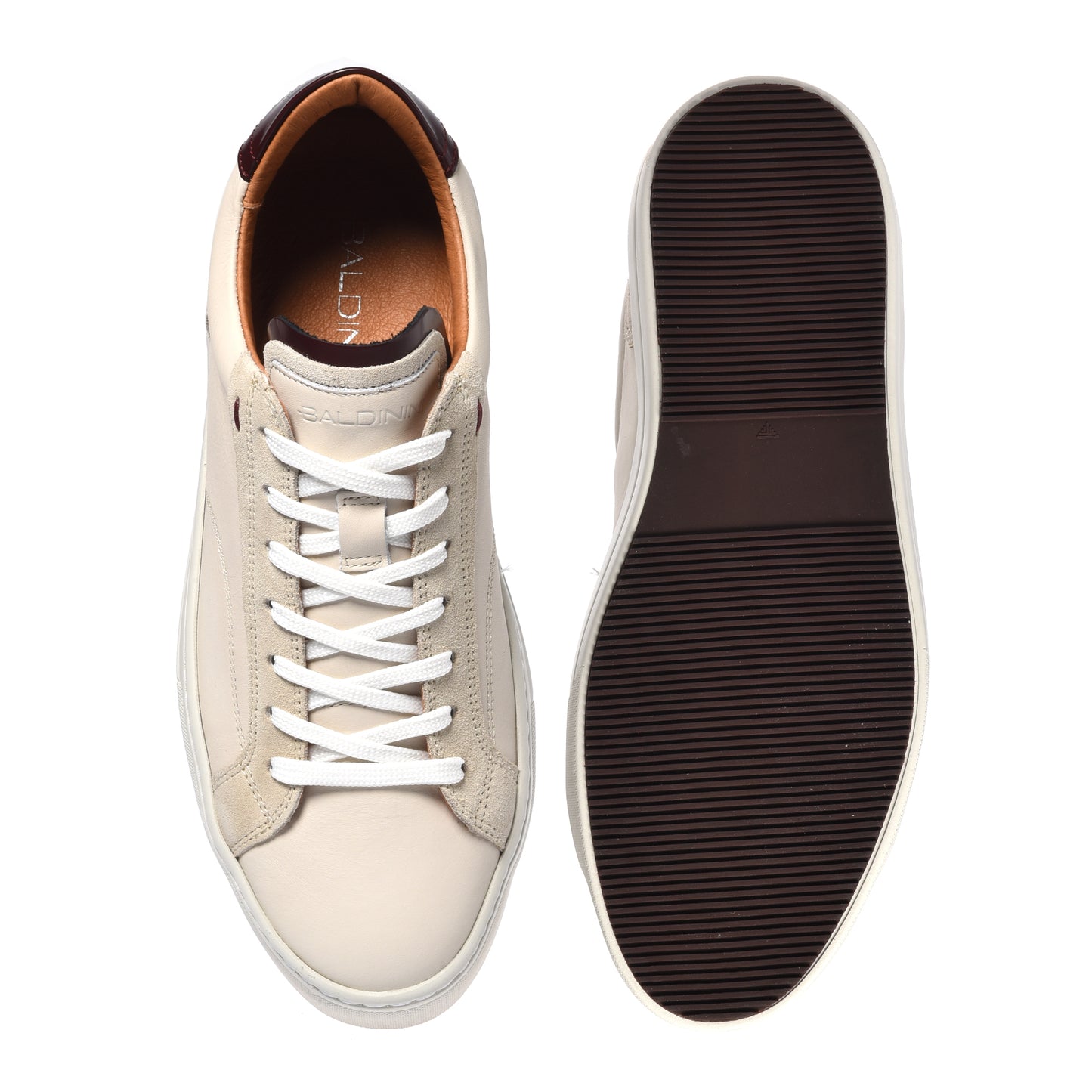 Sneaker en cuir et daim blanc cassé
