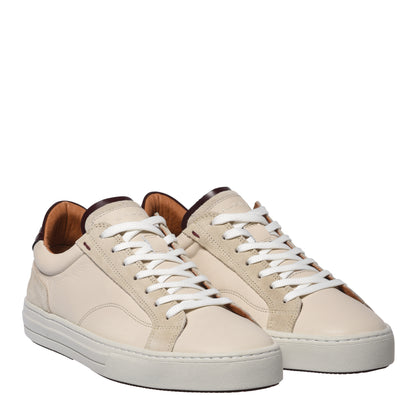 Sneaker en cuir et daim blanc cassé
