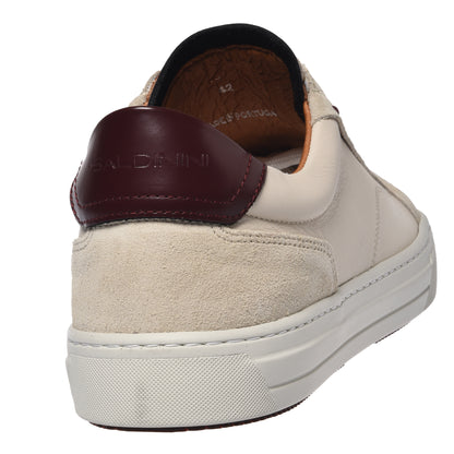 Sneaker en cuir et daim blanc cassé