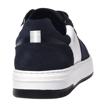 Sneaker en daim bleu et cuir blanc
