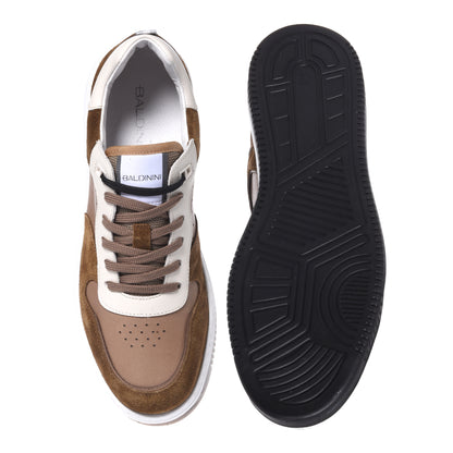 Sneakers in pelle scamosciata e tortora