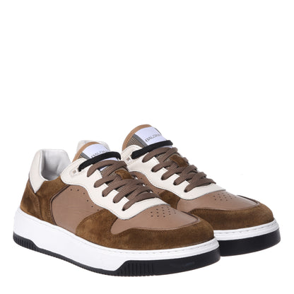 Sneakers in pelle scamosciata e tortora