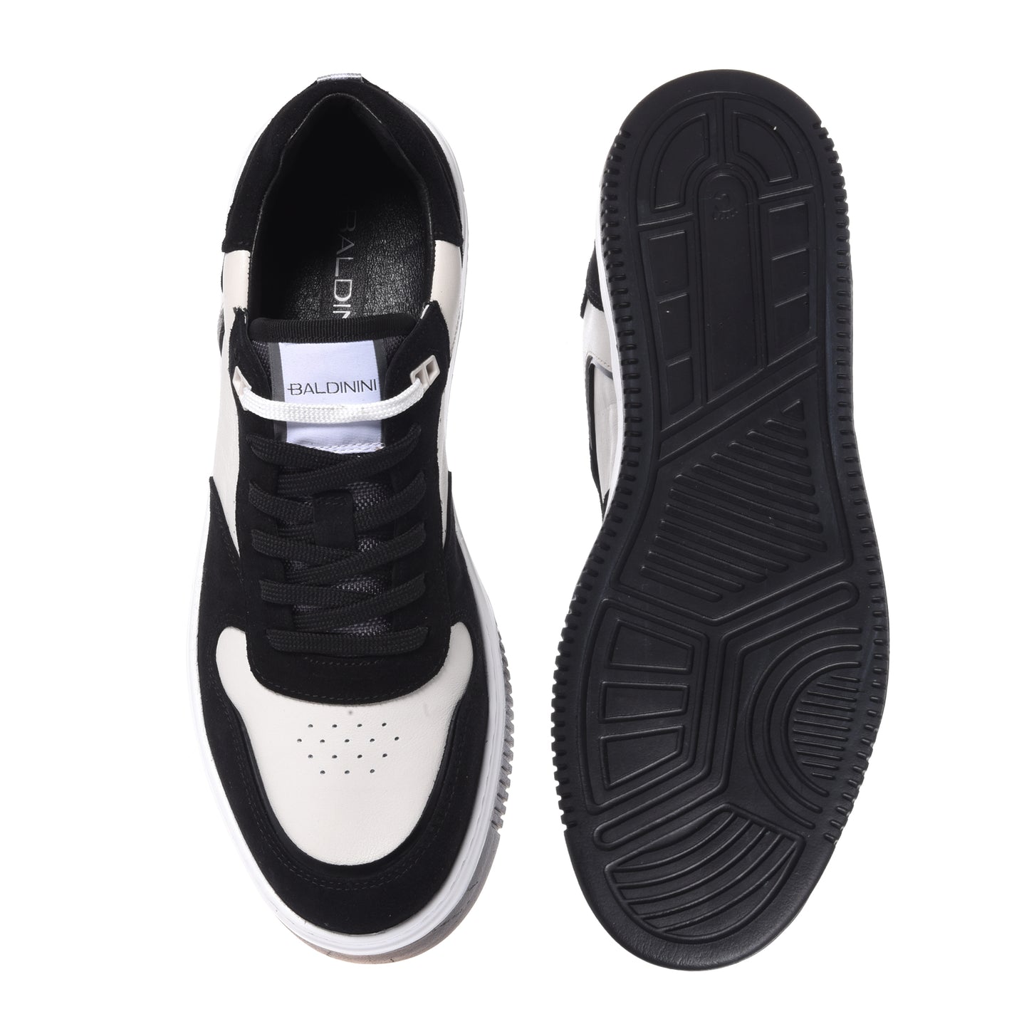 Sneakers in pelle scamosciata nera e bianca