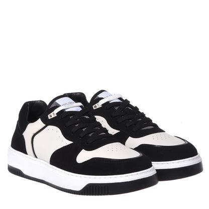 Sneakers in pelle scamosciata nera e bianca