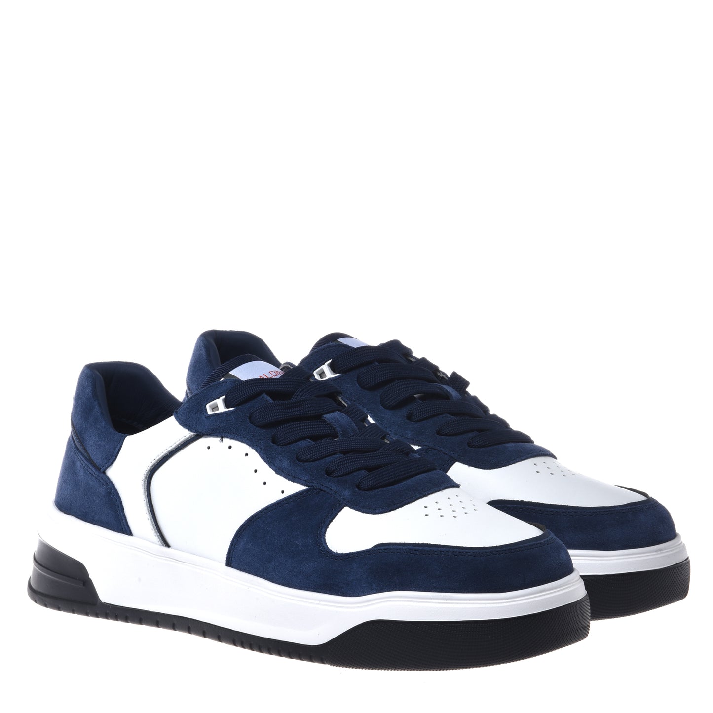 White leather and suede sneaker