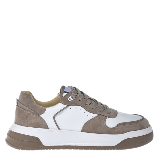 Suede and white leather sneaker