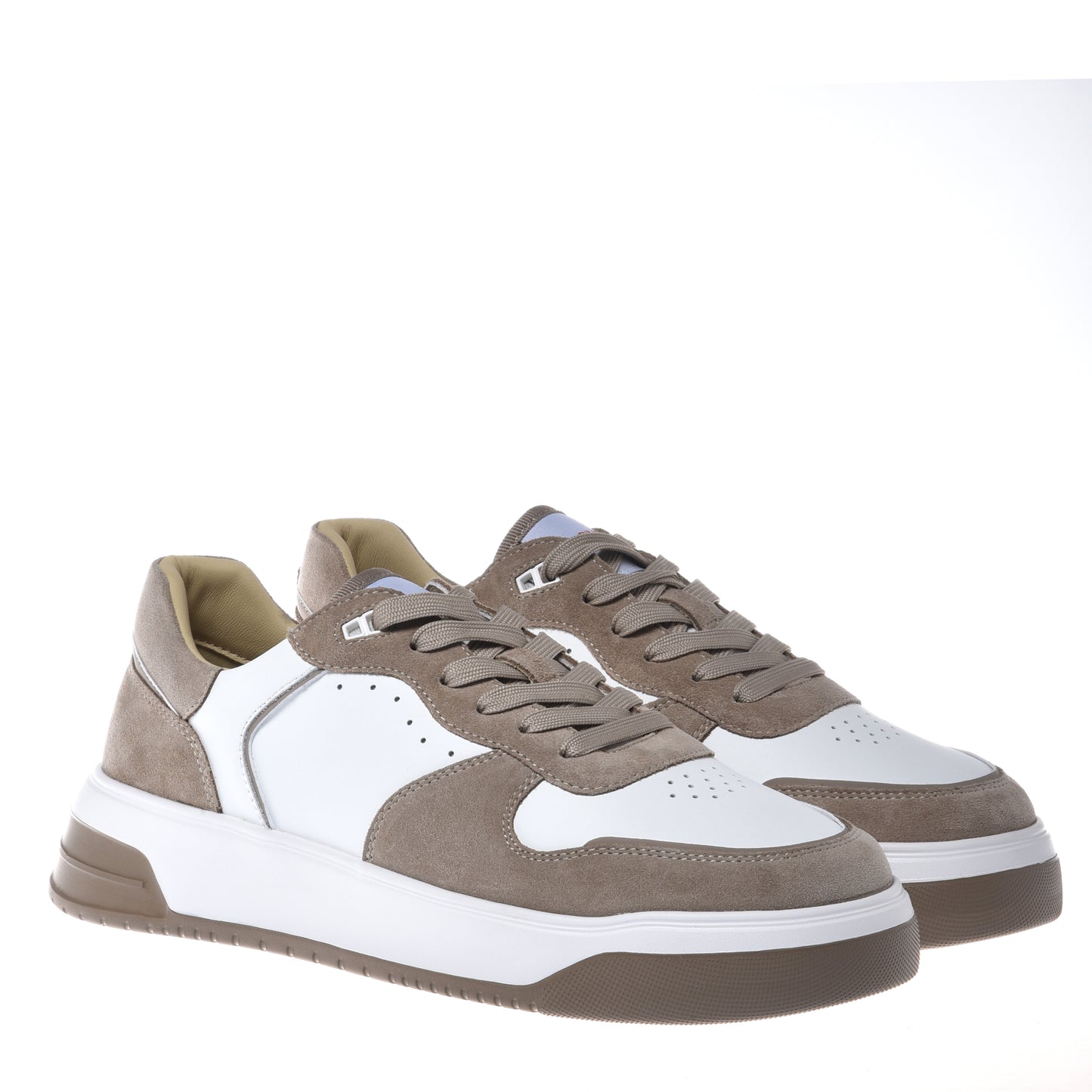 Suede and white leather sneaker