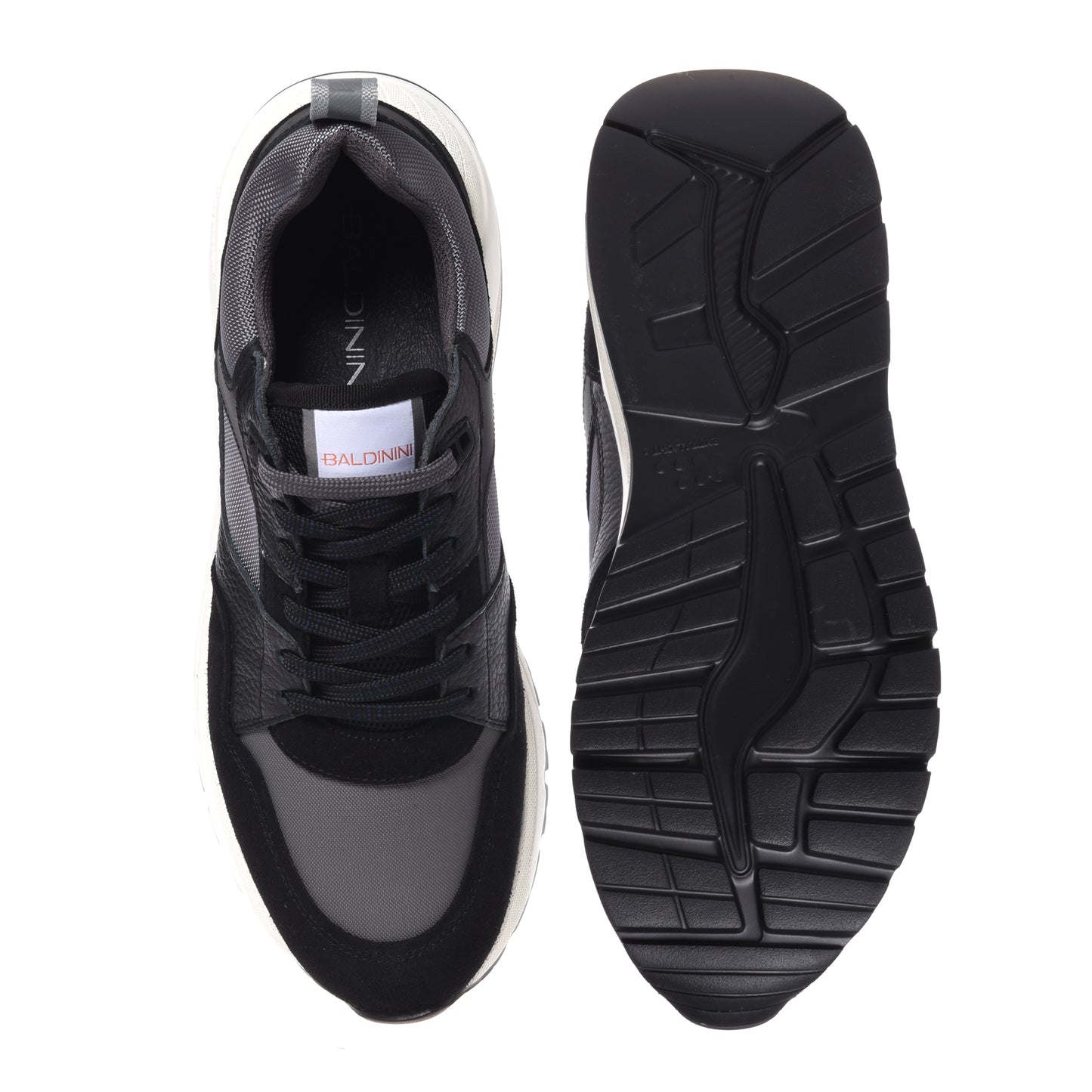 Sneakers in pelle scamosciata e tessuto nero