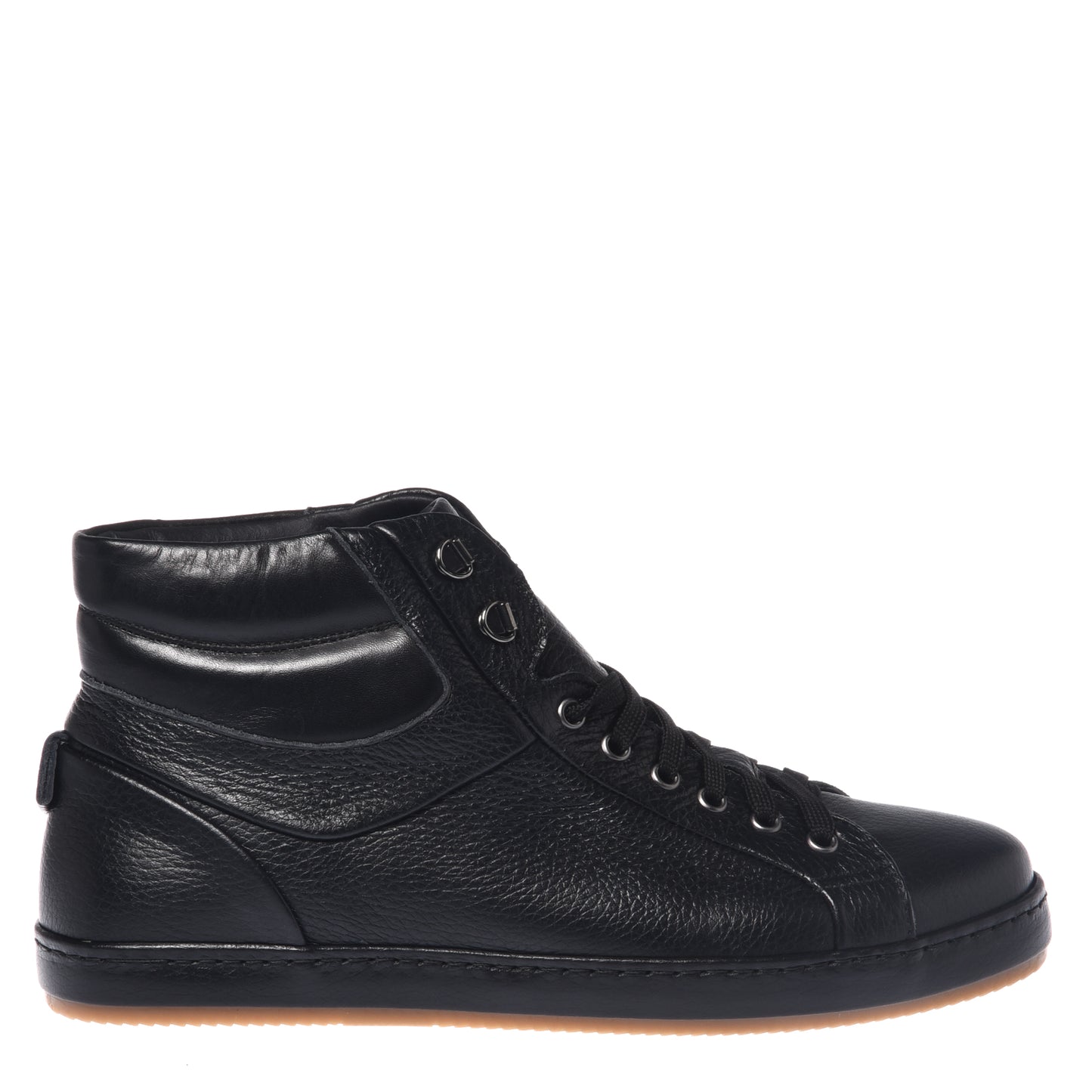 Sneakers in nappa nera e pelle martellata nera