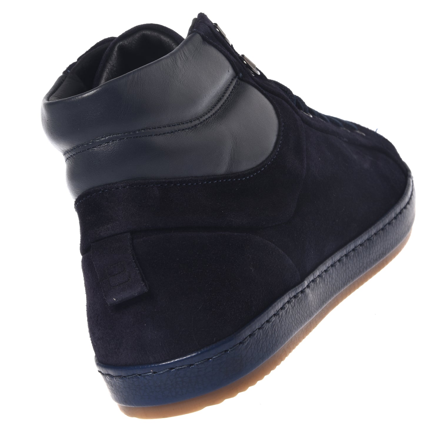 Blue suede and blue nappa leather sneakers