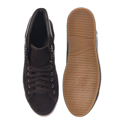 Dark brown suede and dark brown nappa leather sneaker