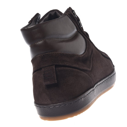 Dark brown suede and dark brown nappa leather sneaker