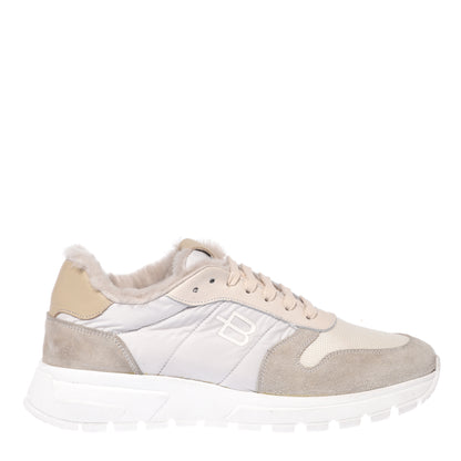 Off-white suede and nylon sneakers﻿
