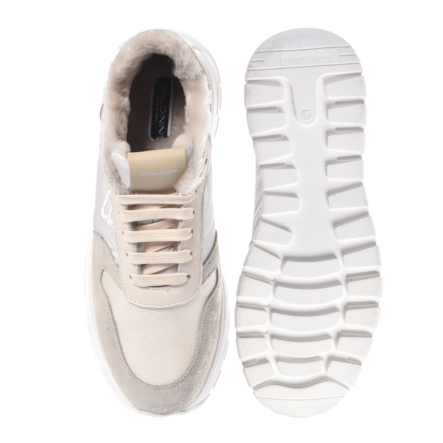 Off-white suede and nylon sneakers﻿