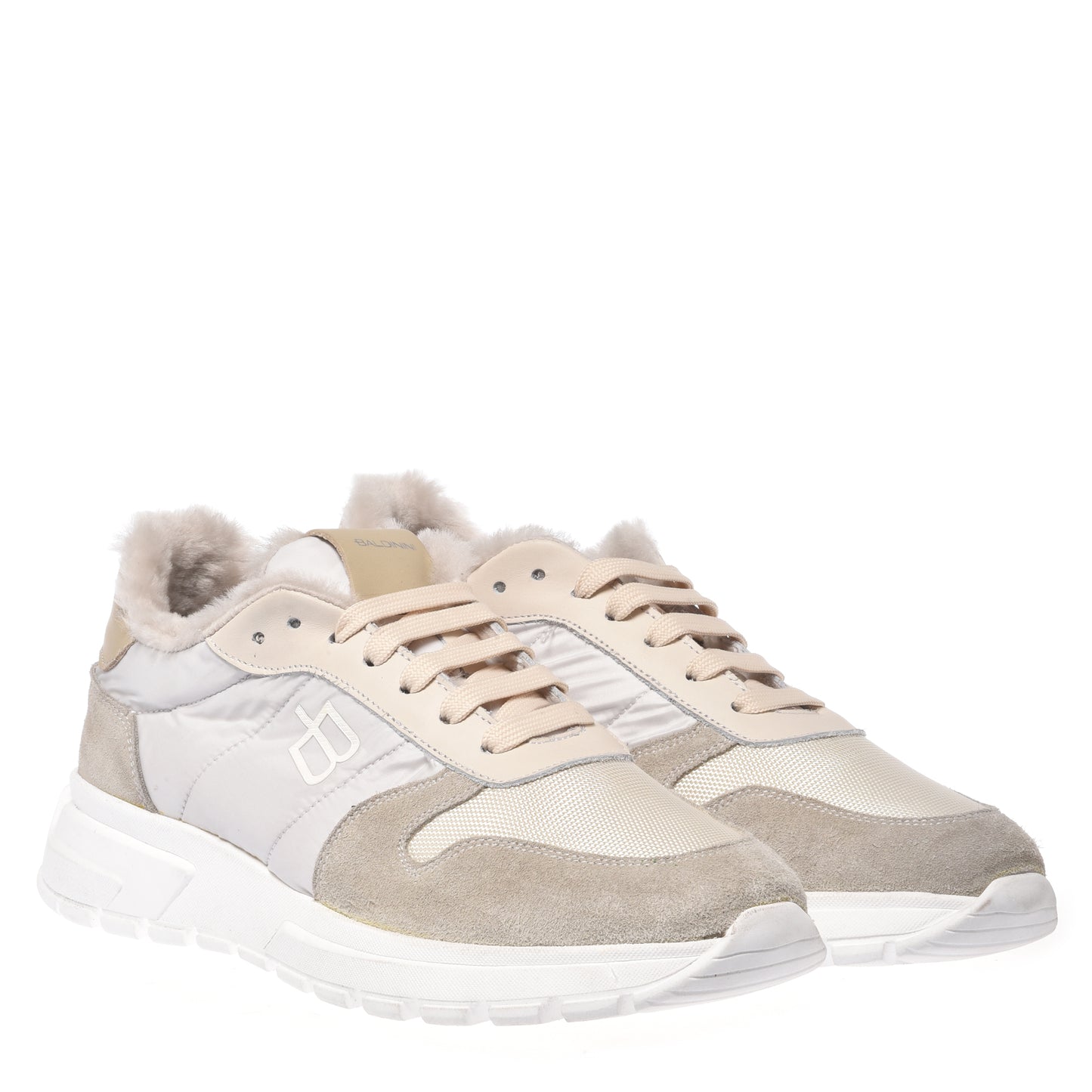 Off-white suede and nylon sneakers﻿