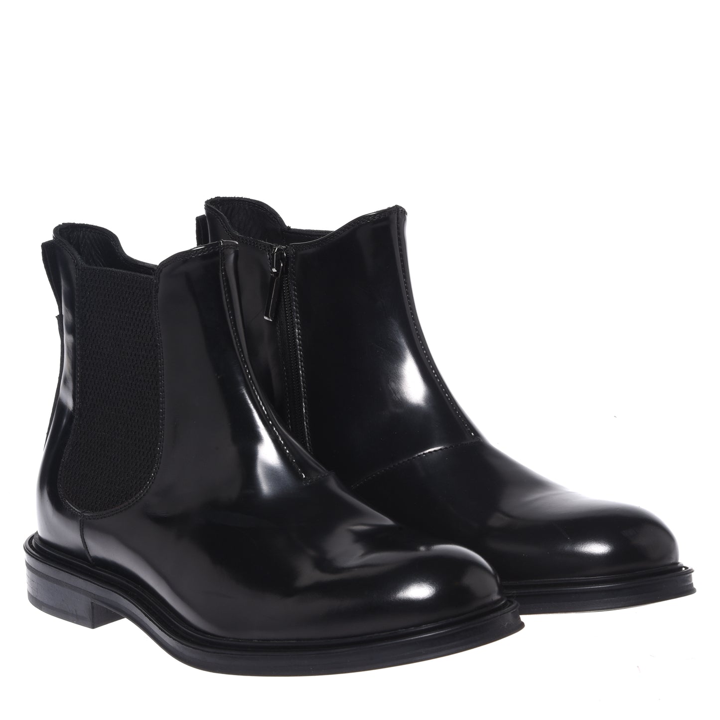 Stivaletti in pelle nera sabbiata