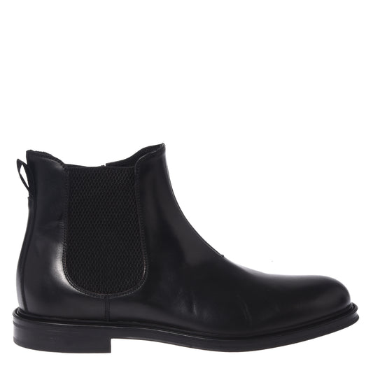 Black leather ankle boots
