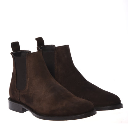 Dark brown suede ankle boots