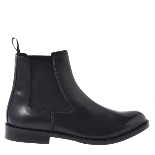 Black leather ankle boots