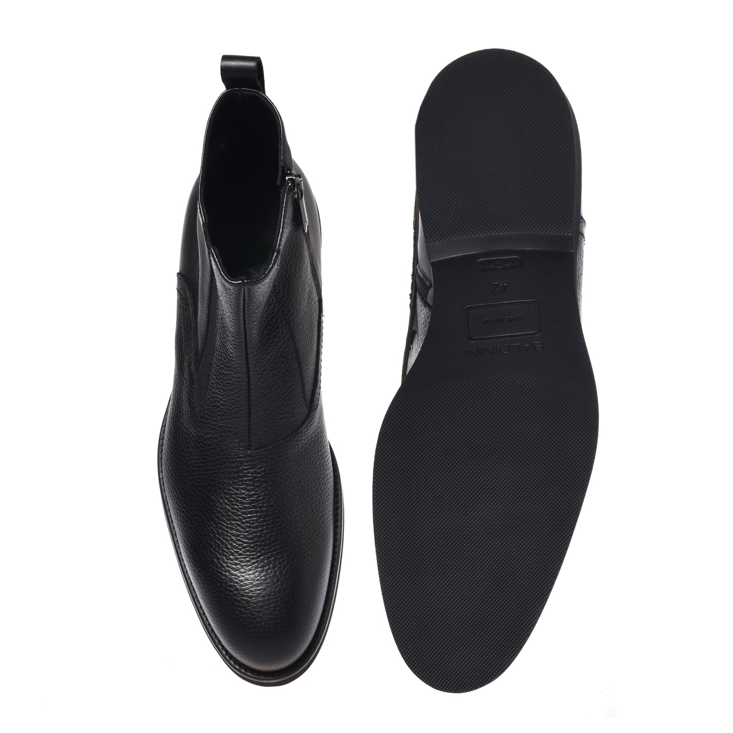 Stivale in pelle nera e pelle martellata