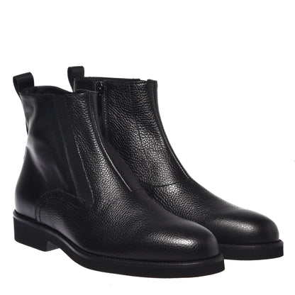 Stivale in pelle nera e pelle martellata