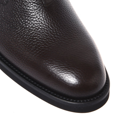 Stivaletti in pelle marrone scuro e pelle martellata