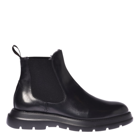 Black leather ankle boots