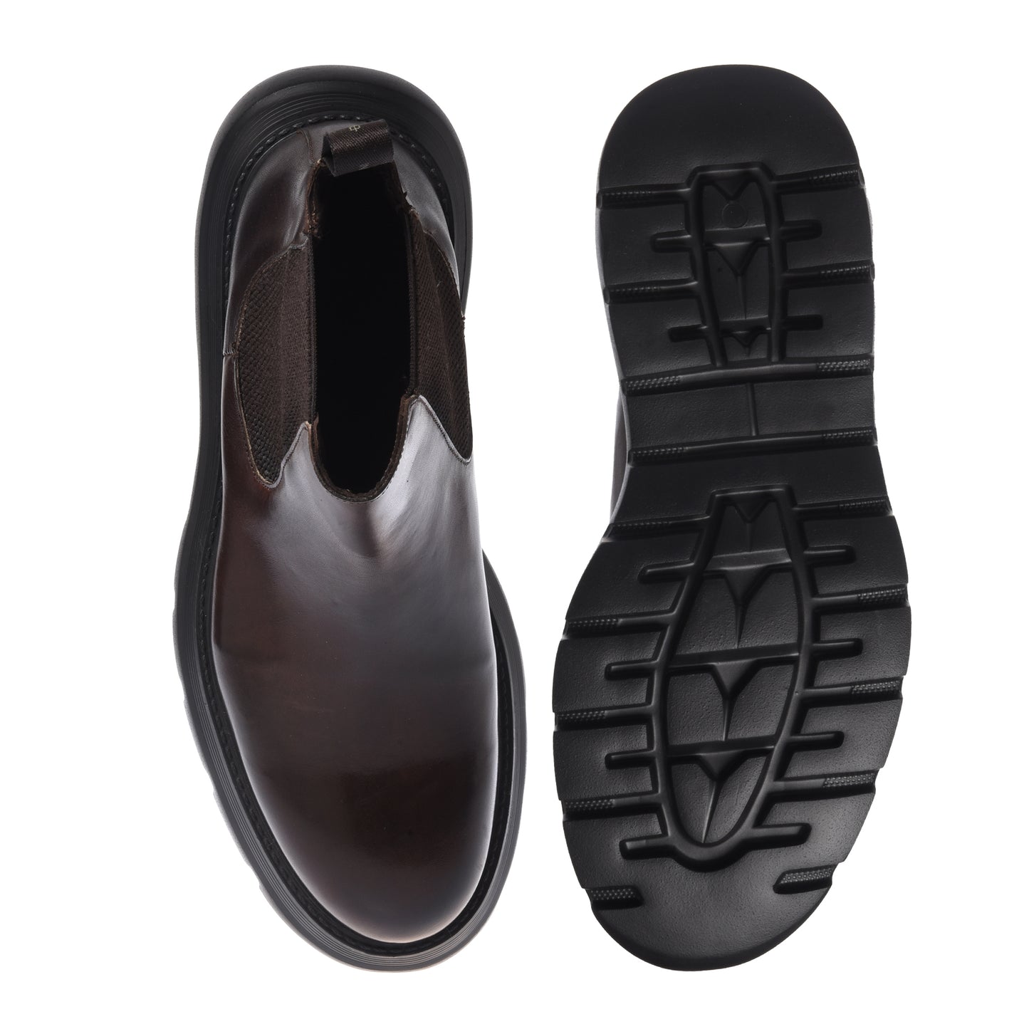 Dark brown washed leather ankle boots