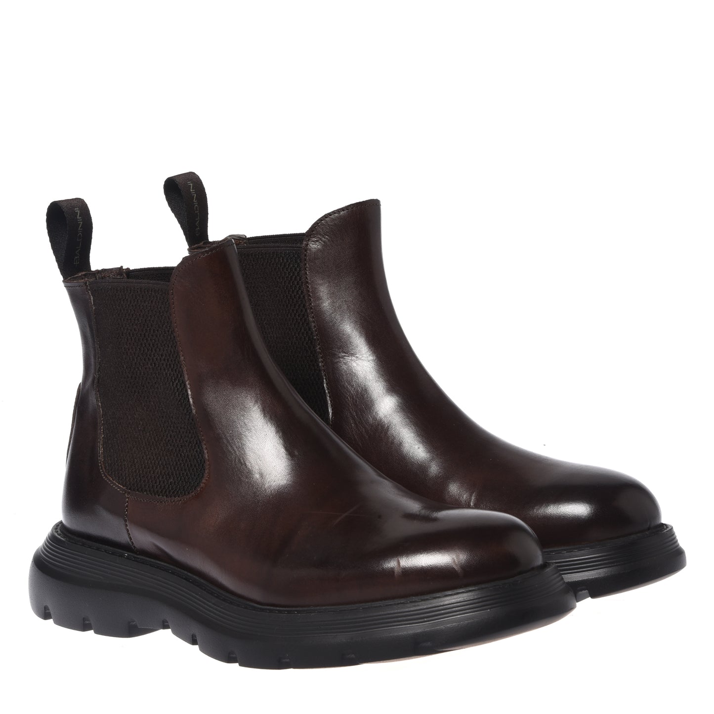 Dark brown washed leather ankle boots