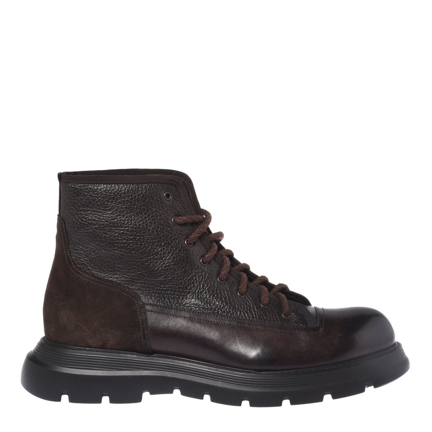 Rangers marrone scuro in pelle lavata e bottalata