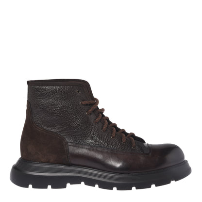 Rangers marrone scuro in pelle lavata e bottalata