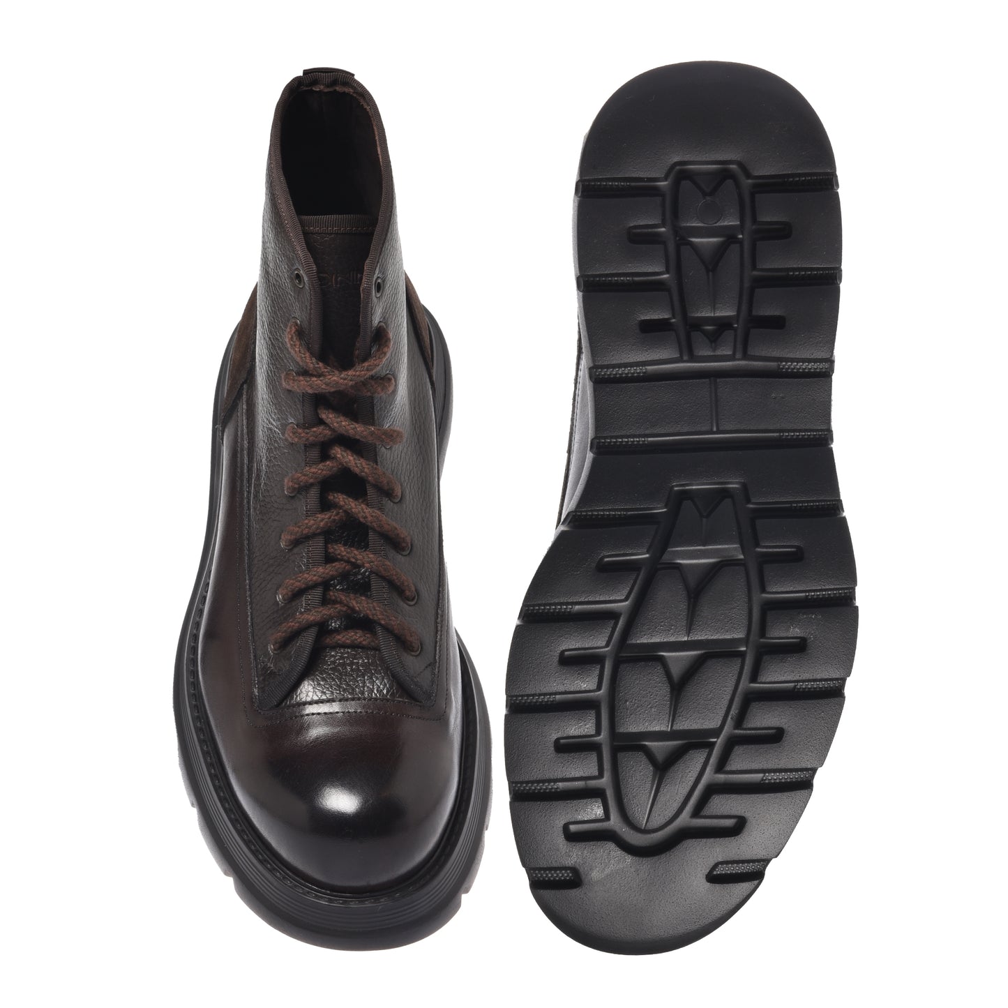 Rangers marrone scuro in pelle lavata e bottalata