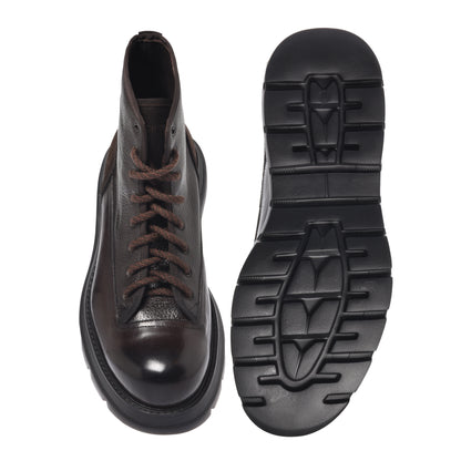 Rangers marrone scuro in pelle lavata e bottalata