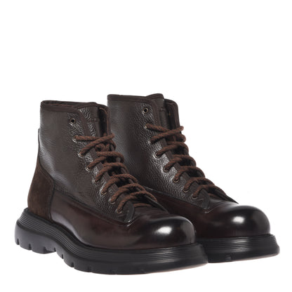 Rangers marrone scuro in pelle lavata e bottalata