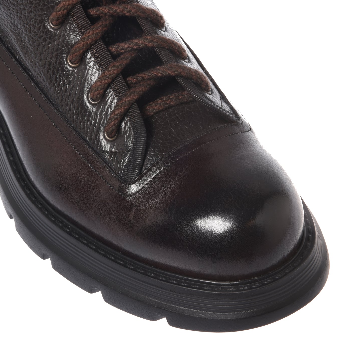 Rangers marrone scuro in pelle lavata e bottalata