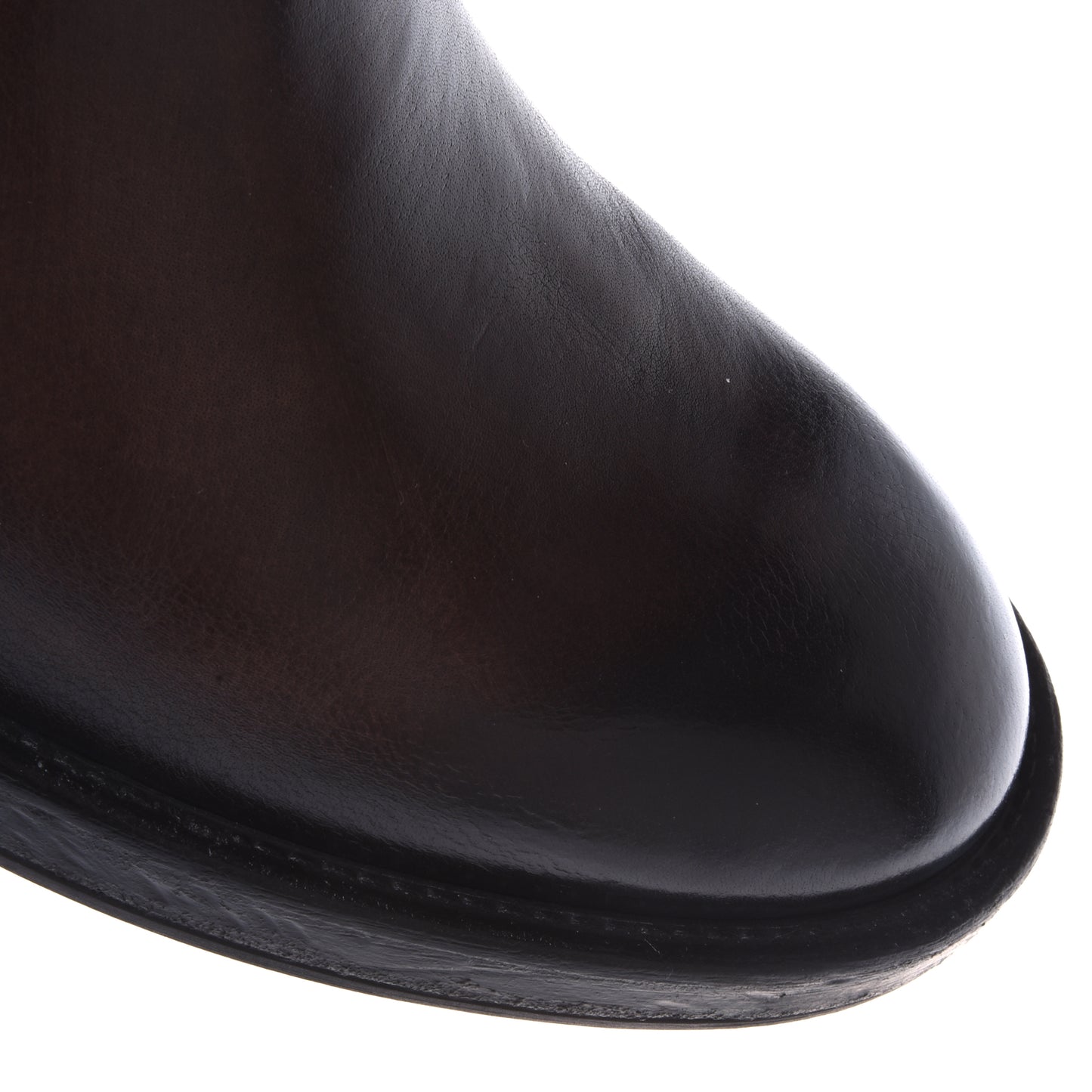 Dark brown distressed leather ankle boots