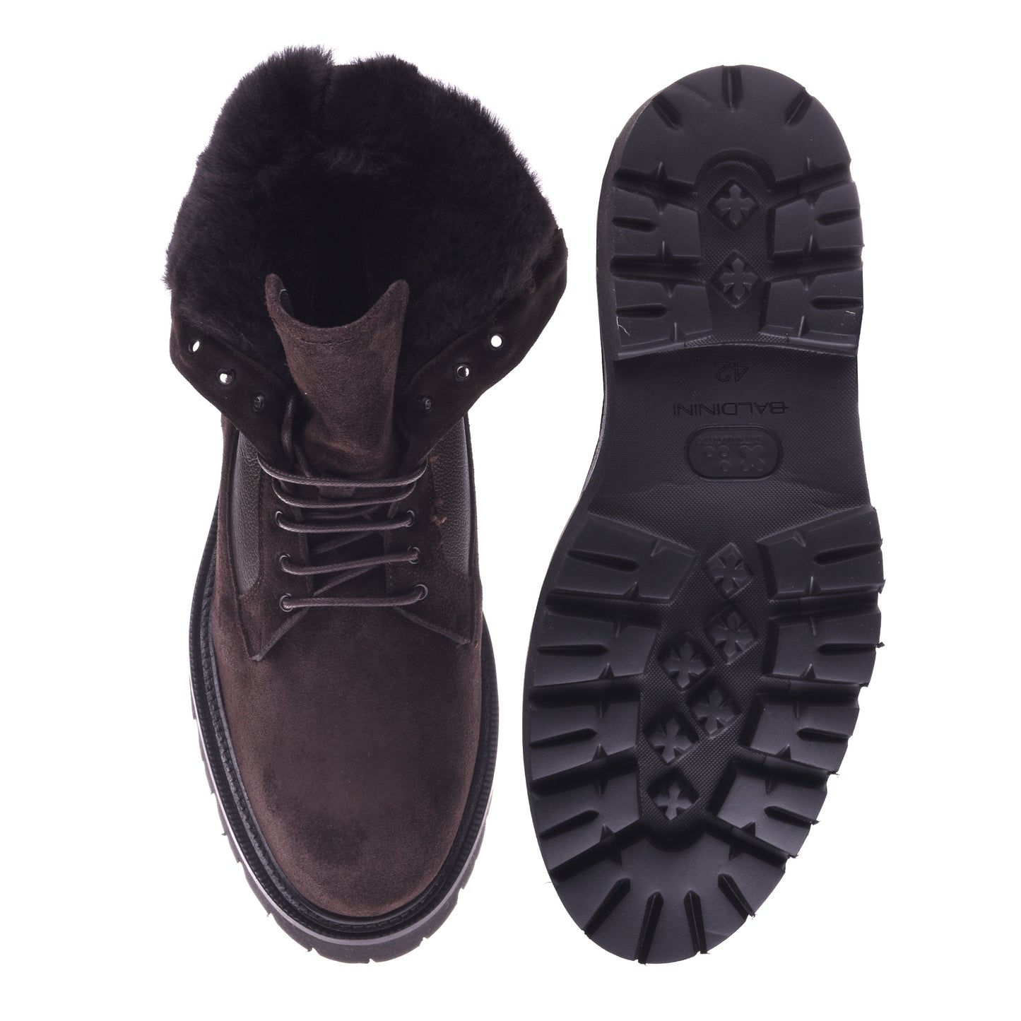 Bottines en cuir suédé et cuir martelé marron foncé