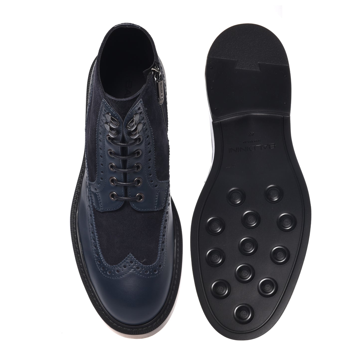 Bottine en cuir et daim bleus