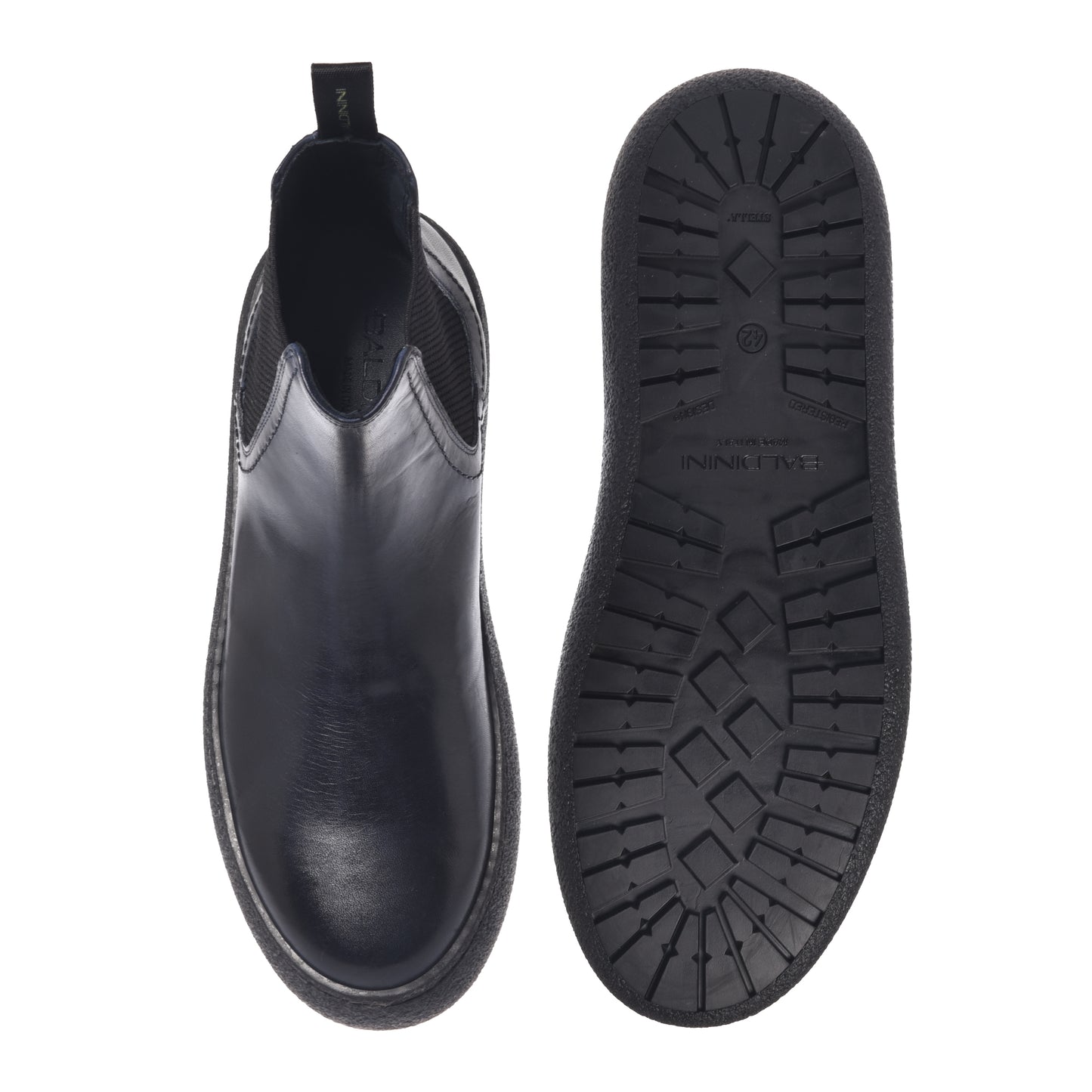 Bottine en cuir bleu délavé