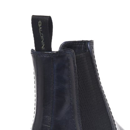 Bottine en cuir bleu délavé