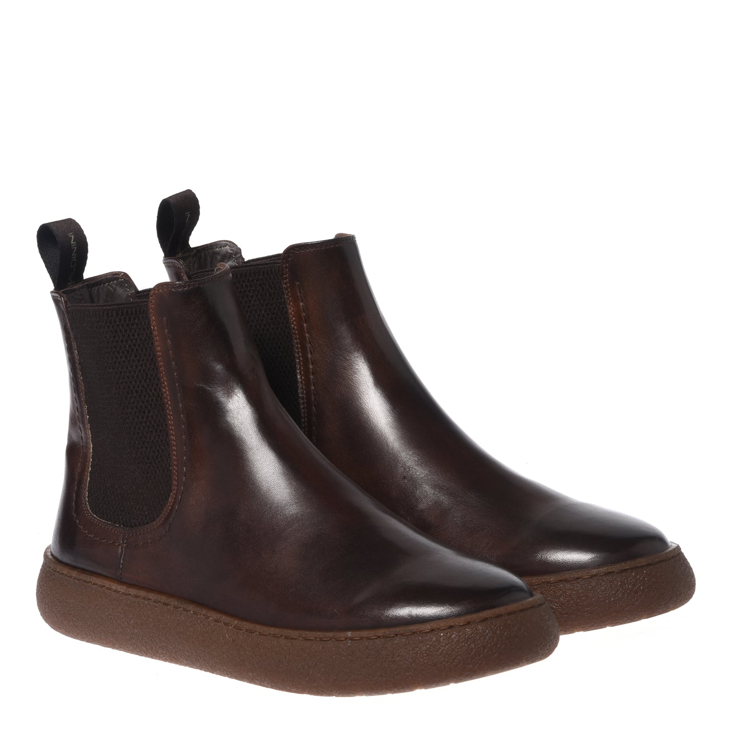 Dark brown distressed leather ankle boots