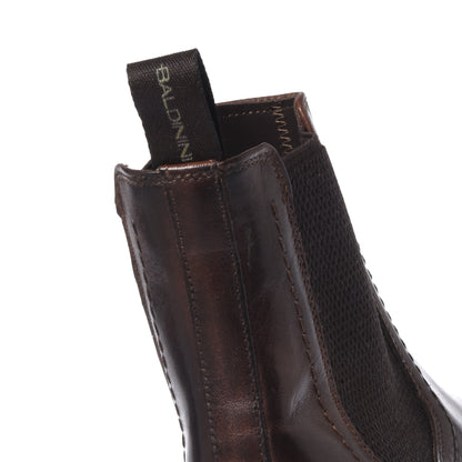 Dark brown distressed leather ankle boots