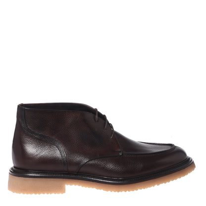 Dark brown tumbled leather ankle boots