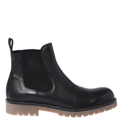 Black tumbled leather ankle boots