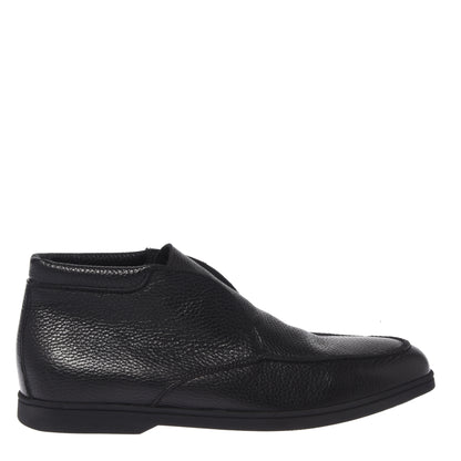 Black tumbled leather ankle boots